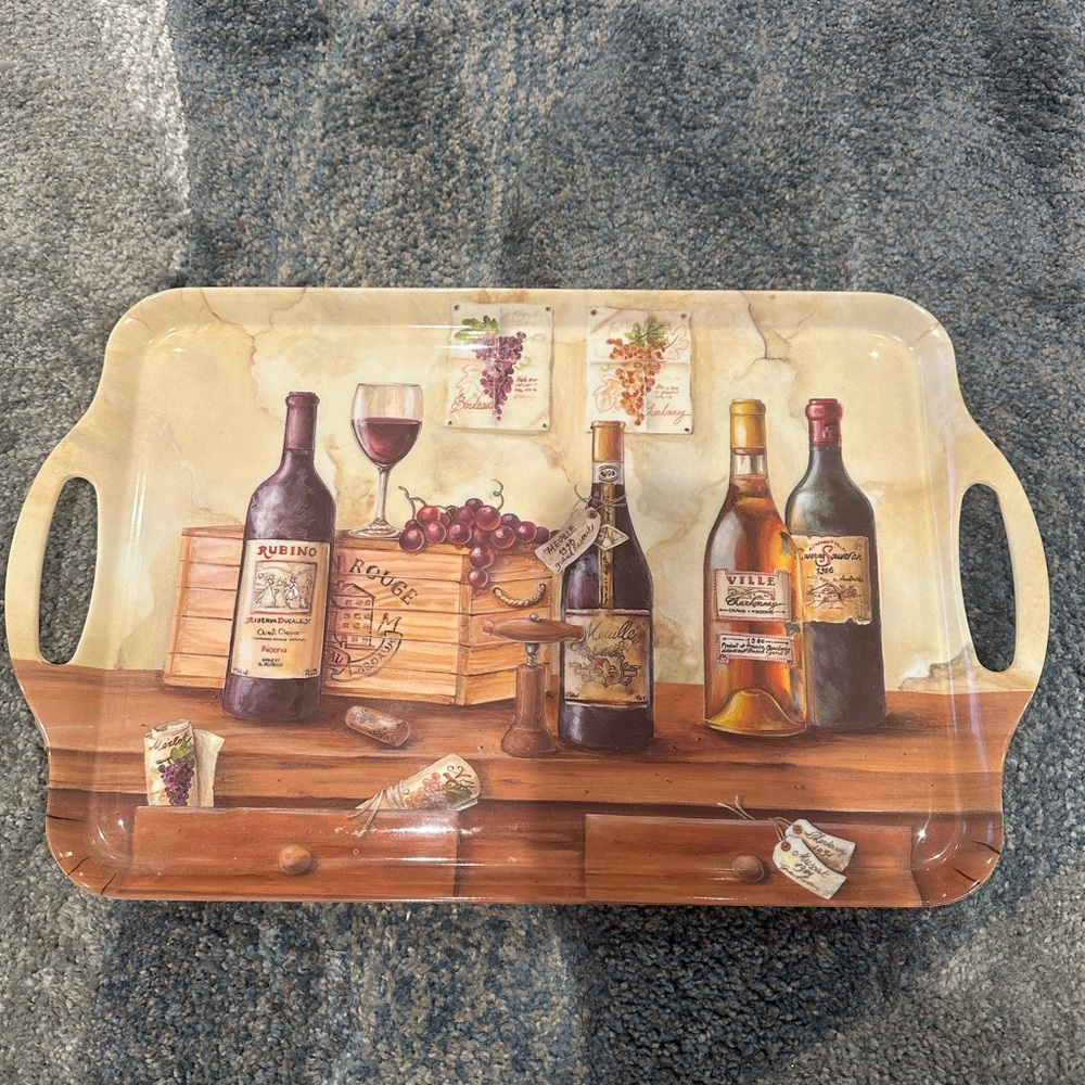 Home Essentials WINE THEMED HANDLED SERVING TRAY